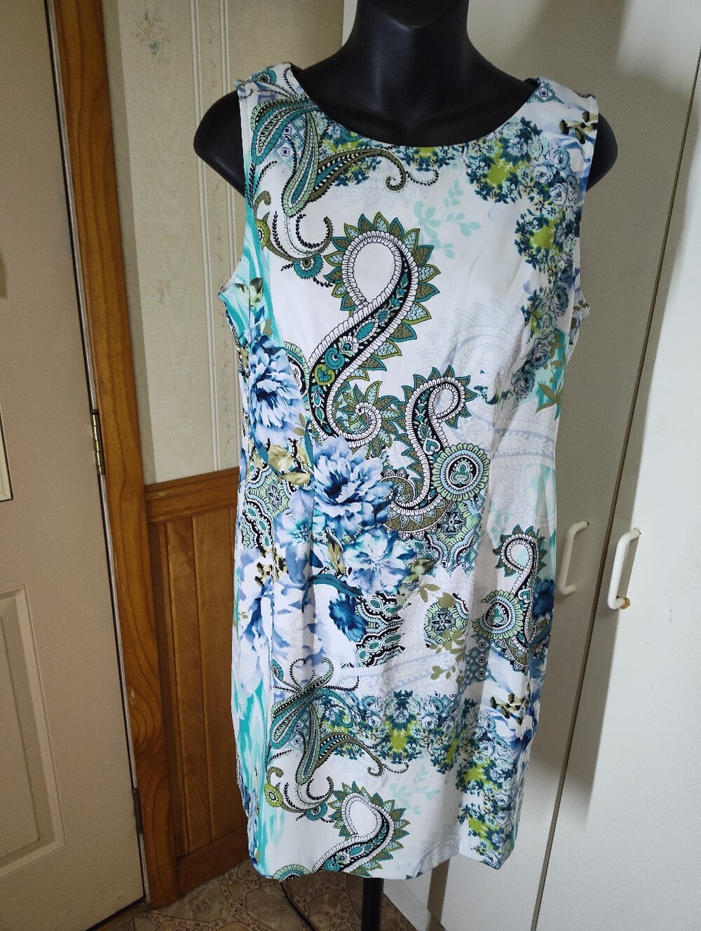Connected Apparel Sleeveless Paisley and Floral Print Sheath Dress Size 8P